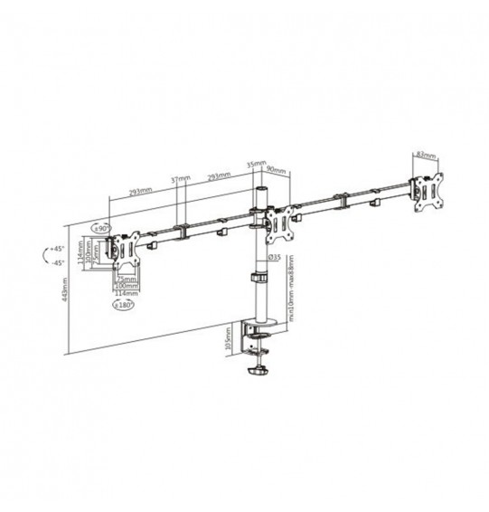 Настольный кронштейн Brateck LDT12-C034N для 3-х мониторов (13 Настольный кронштейн Brateck LDT12-C034N для 3-х мониторов (13
