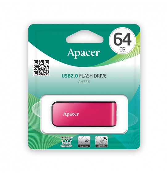 USB-накопитель Apacer AH334 64GB Розовый USB-накопитель Apacer AH334 64GB Розовый