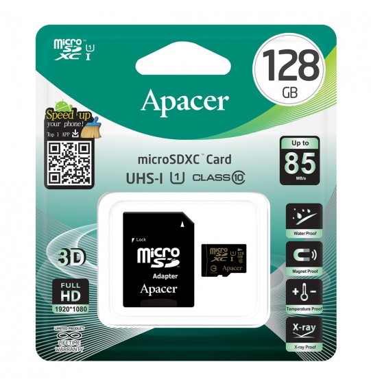 Карта памяти Apacer AP128GMCSX10U1-R 128GB + адаптер Карта памяти Apacer AP128GMCSX10U1-R 128GB + адаптер