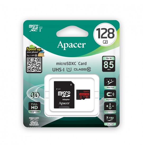 Карта памяти Apacer AP128GMCSX10U5-R 128GB + адаптер Карта памяти Apacer AP128GMCSX10U5-R 128GB + адаптер
