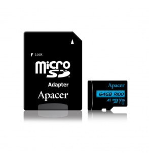 Карта памяти Apacer AP64GMCSX10U7-R 64GB + адаптер