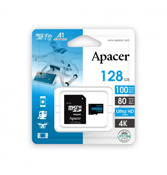 Карта памяти Apacer AP128GMCSX10U7-R 128GB + адаптер Карта памяти Apacer AP128GMCSX10U7-R 128GB + адаптер